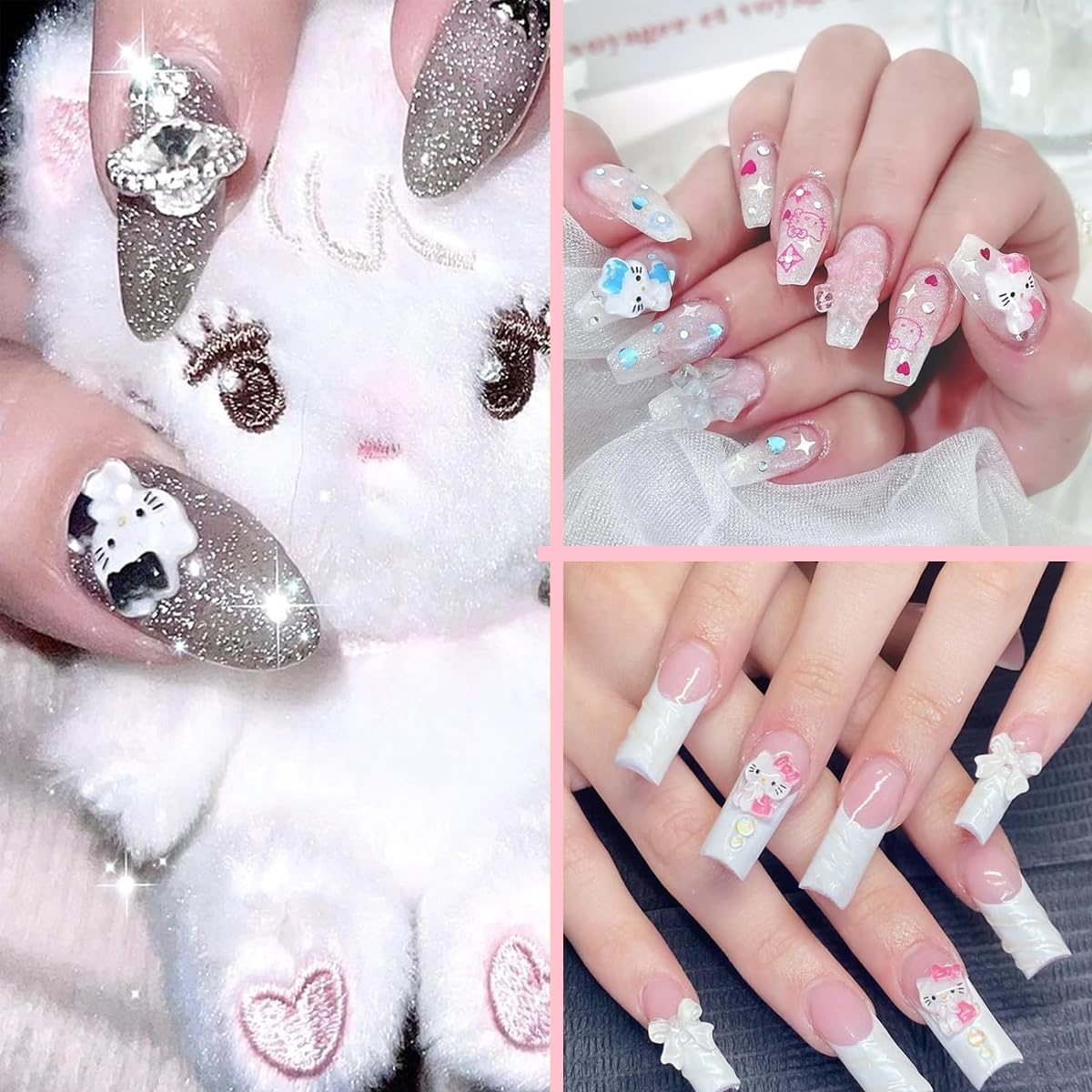 MAYCREATE 70Pcs 3D Nail Decals Flatback Nail Decal Charms Sanrio Nail Decal Charms 7 Designs Kuromi and Kitty Themed Resin Cartoon Nail Decals Charms for DIY Nail Art, DIY Handcrafts, Decorations MAYCREATE 70Pcs 3D Nail Decals Flatback Nail Decal Charms Sanrio Nail Decal Charms 7 Designs Kuromi and Kitty Themed Resin Cartoon Nail Decals Charms for DIY Nail Art, DIY Handcrafts, Decorations